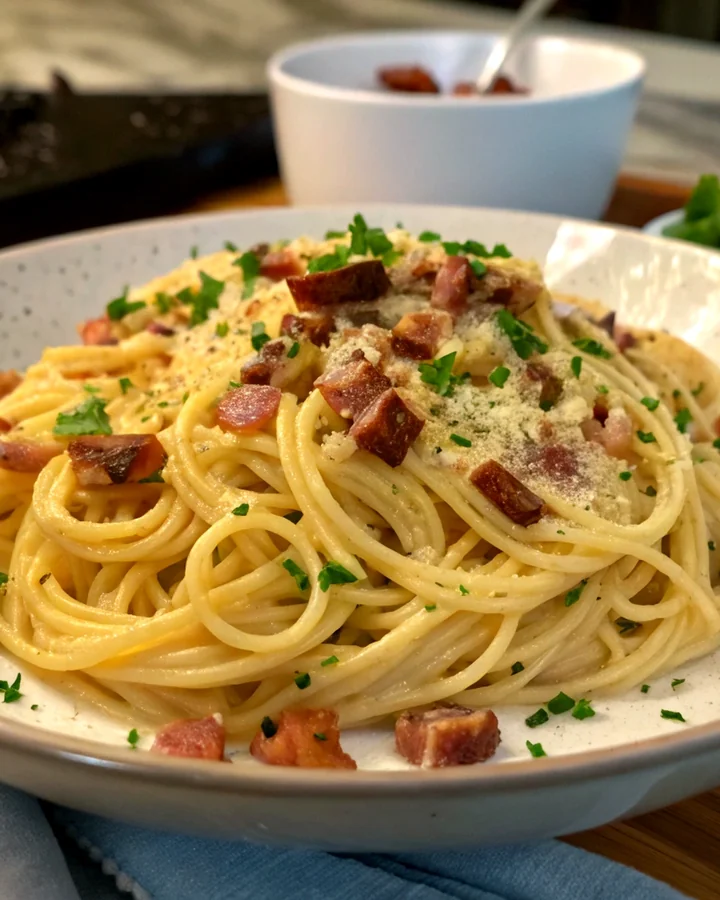 Carbonara Céleste : Pâtes Gourmandes au Caviar de Légumes