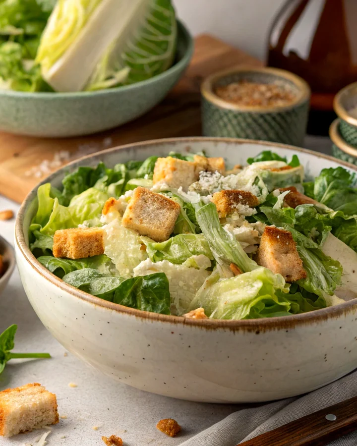 Cosmic Crunch Caesar Salad with Avocado and Roasted Chickpeas