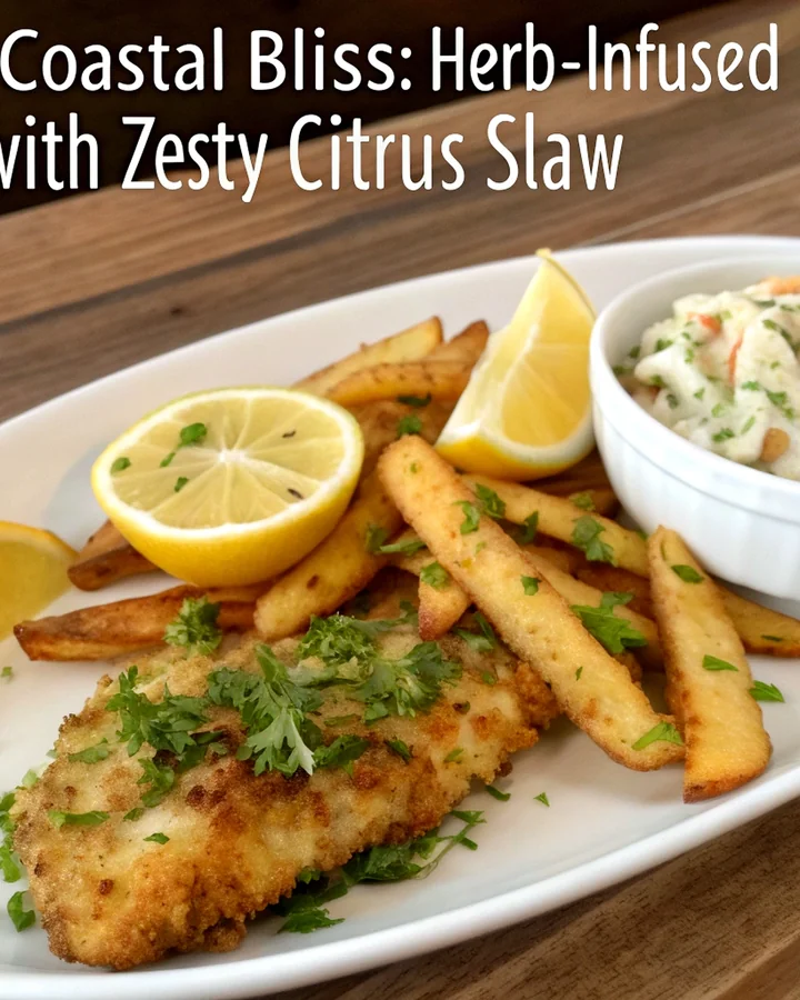 Herb-Infused Fish & Chips with Zesty Citrus Slaw Delight