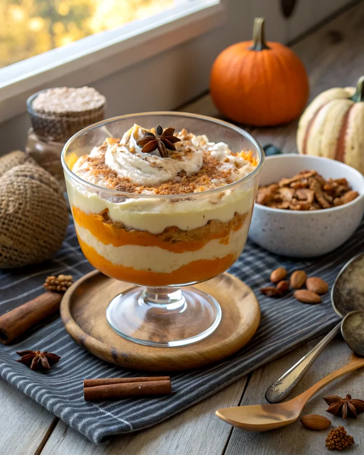 Spiced Pumpkin Parfait with Crunchy Pecan Topping