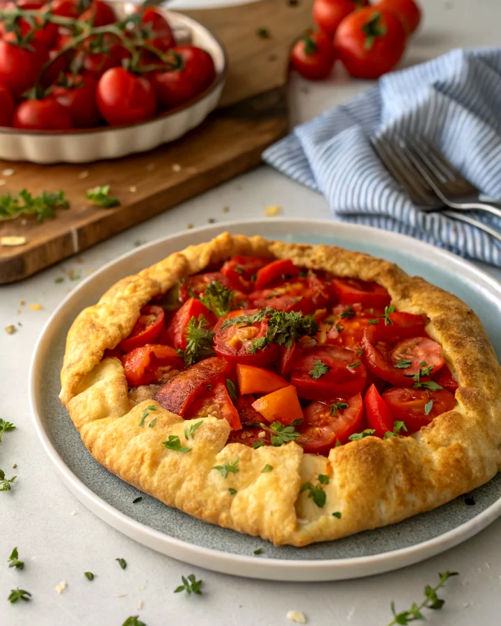 Herb-Infused Tomato Galette with Parmesan Delight