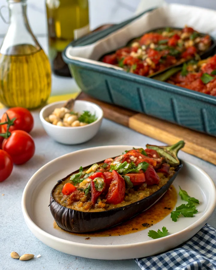Mediterranean Baked Eggplant with Tomato-Garlic Bliss
