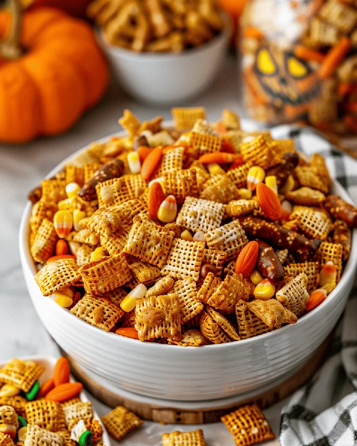 Hauntingly Delicious Halloween Chex Mix Delight